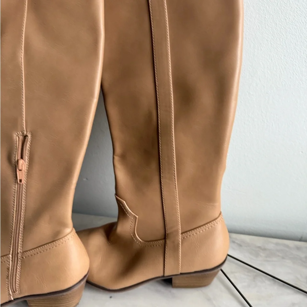 A new day Tan Leather Knee-High Boots